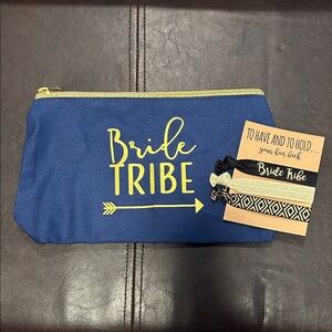 Bride Tribe Blue Pouch with Hair Ties